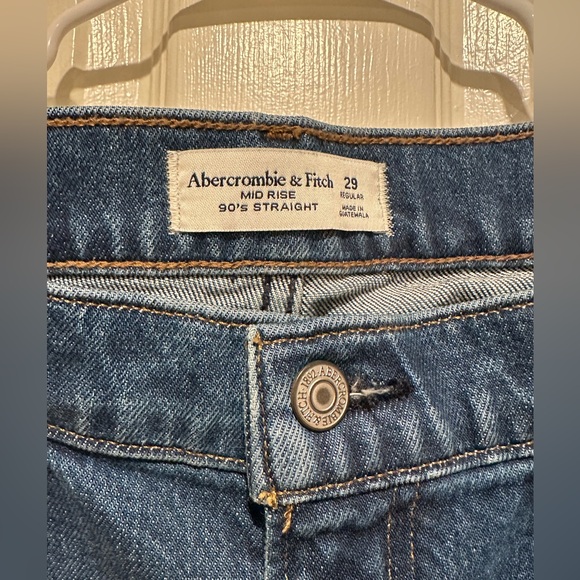 Abercrombie & Fitch Mid Rise 90s Straight Jeans With Raw Hem Size 29 Regular - Picture 5 of 6